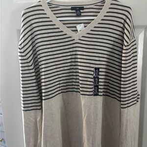 GAP Black and Cream Striped Top